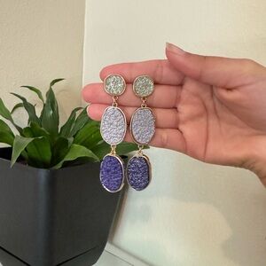 Elegant Purple and Silver Dangle Earrings